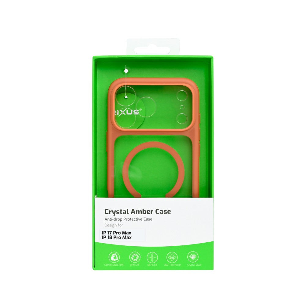 Rixus Crystal Amber Case für iPhone 17 Pro Max / 18 Pro Max, Orange
