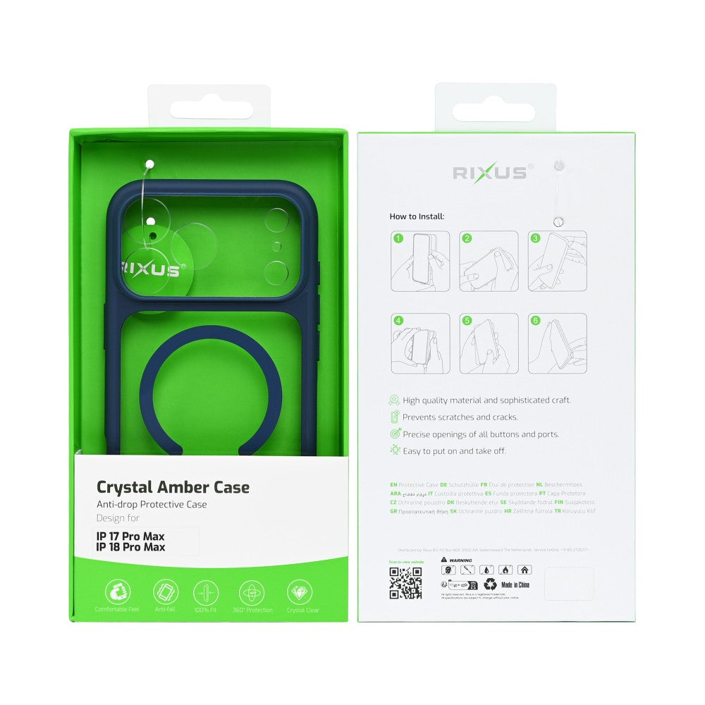 Rixus Crystal Amber Case für iPhone 17 Pro Max / 18 Pro Max, Blau
